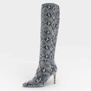 Steve Madden KINGA Knee High Boots Snakeskin Print Stiletto Heel Size 6